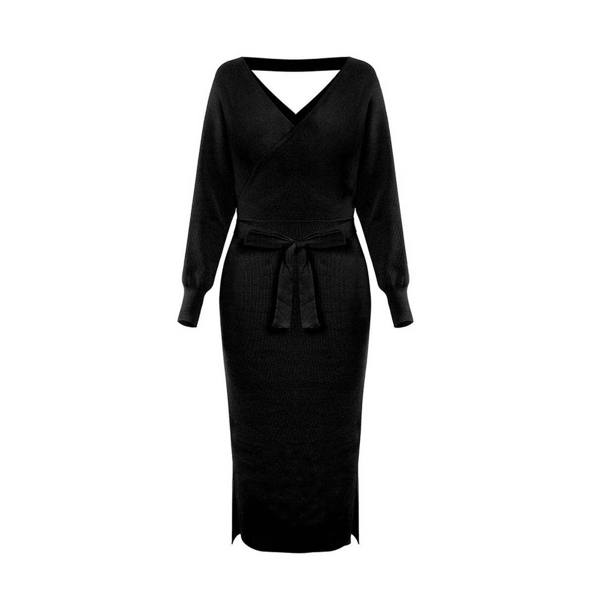 Knit dress slim V-neck sweater dress