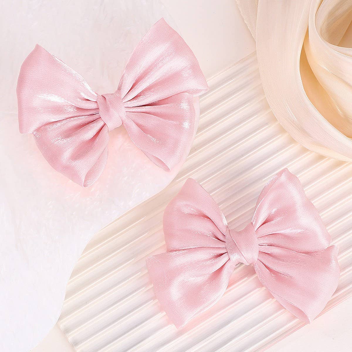 Solid Shiny Bow Hair Clip Set for JK Girls_CWAHA6719