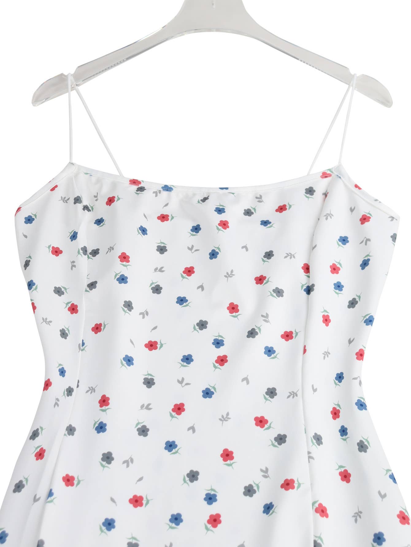 Polka dot printed square collar halter dress