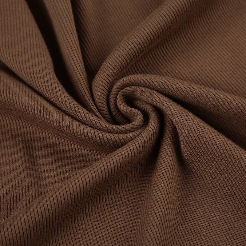 V-neck button-down waist-cinching knitted dress