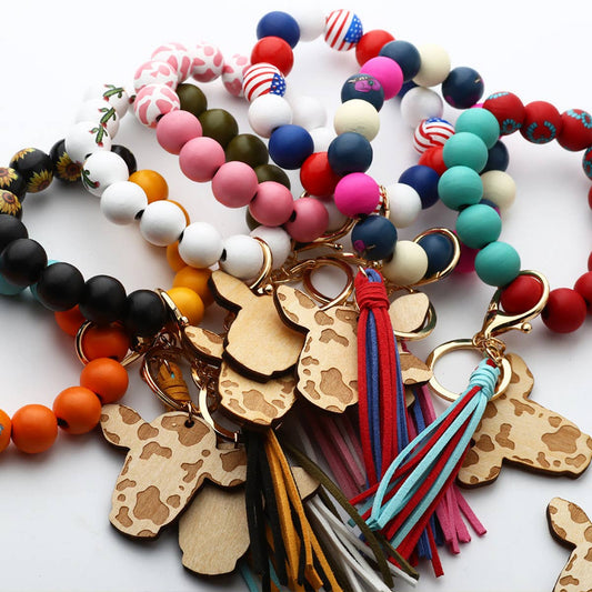 WESTERN NEW TASSEL BRACELET BULL HEAD KEYCHAIN