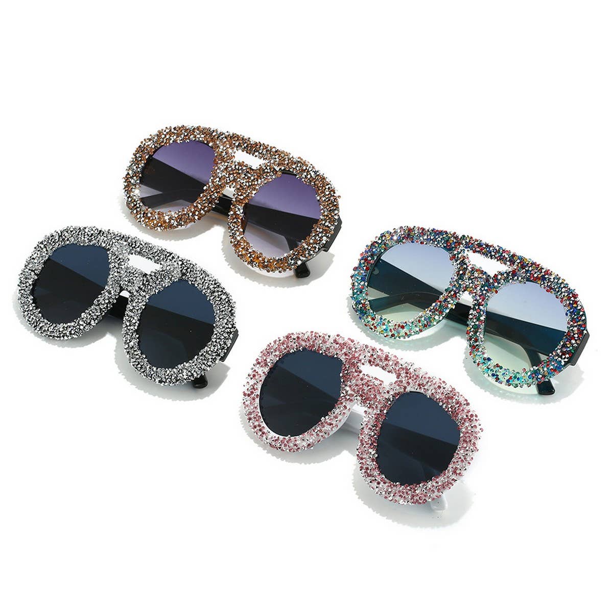 DOUBLE BEAM LARGE FRAME ROUND SUNGLASSES