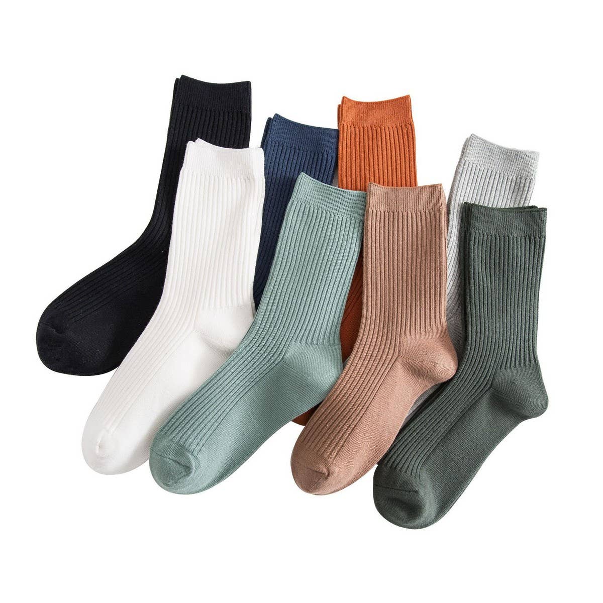 NEW ALL-MATCH DOUBLE-NEEDLE MID-CALF SOCKS