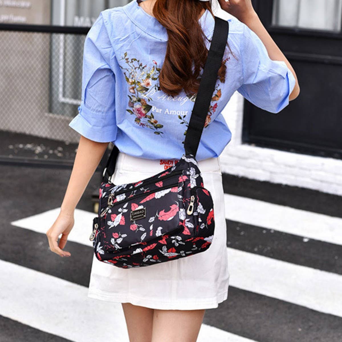 NYLON CANVAS PRINTED CROSSBODY SHOULDER BAG_CWASC1738