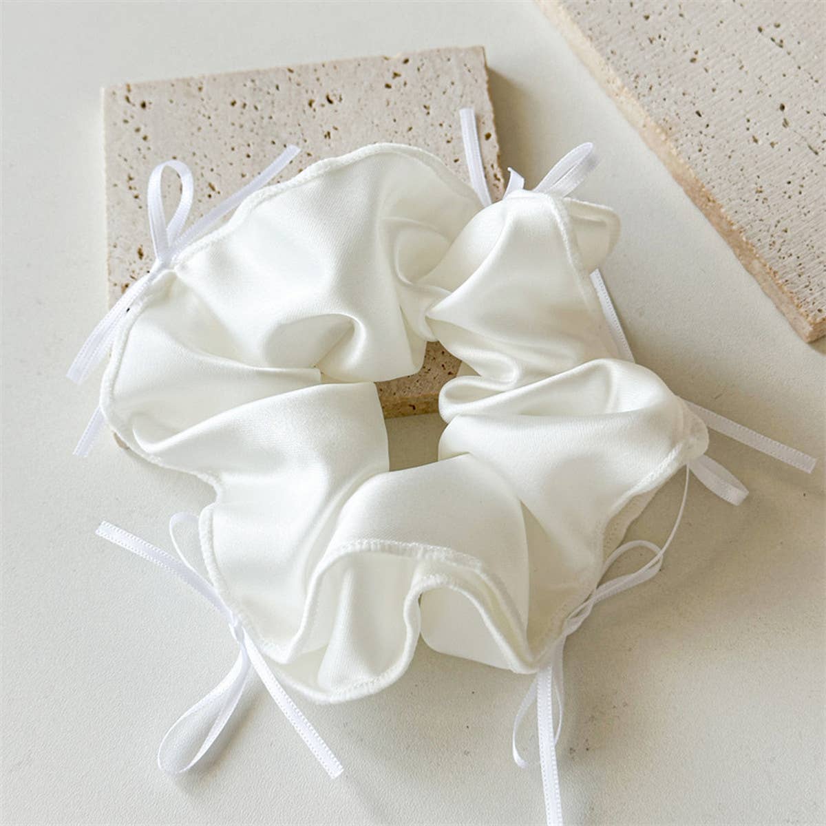 BALL HEAD RUBBER BAND RIBBON BOW HAIR TIE_CWAHA1353