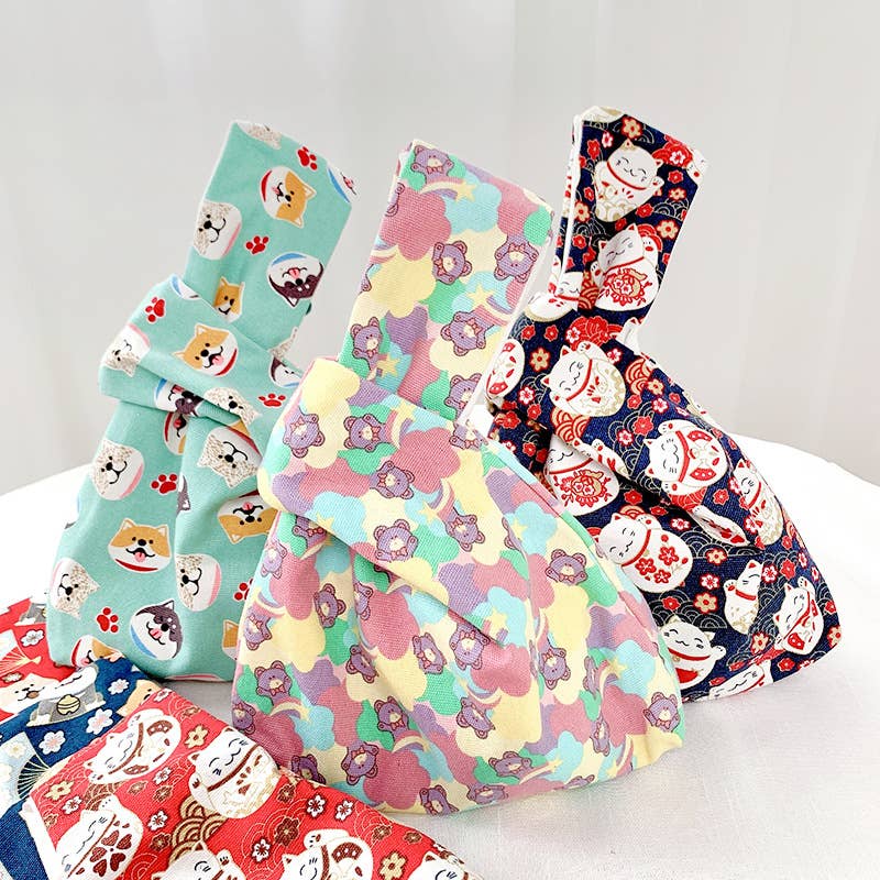 Cute cartoon tie canvas handbag