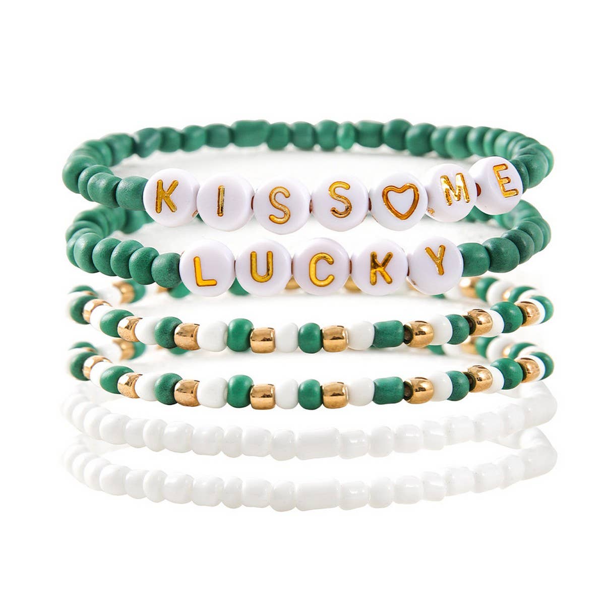 ST. PATRICK'S DAY RICE BEAD ALPHABET BRACELET SET_CWMM3506