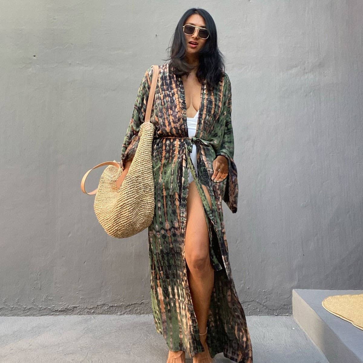 Tie-Dye Beach Cover-Up Cardigan Bikini Sunscreen