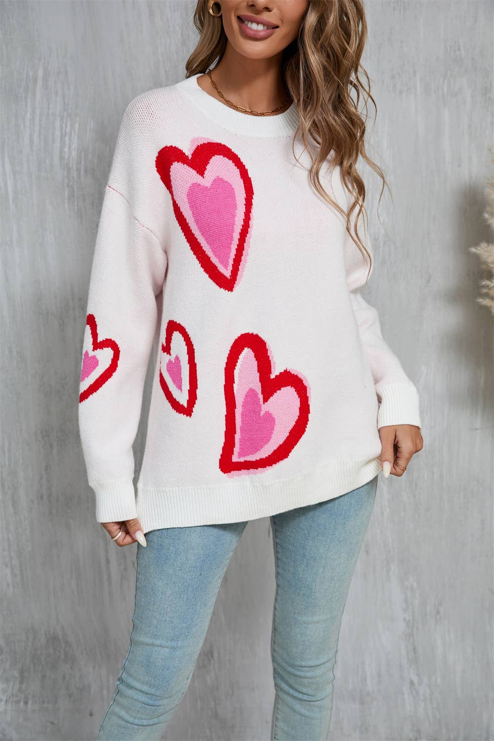 VALENTINE'S DAY HEART PEACH SWEATER KNIT