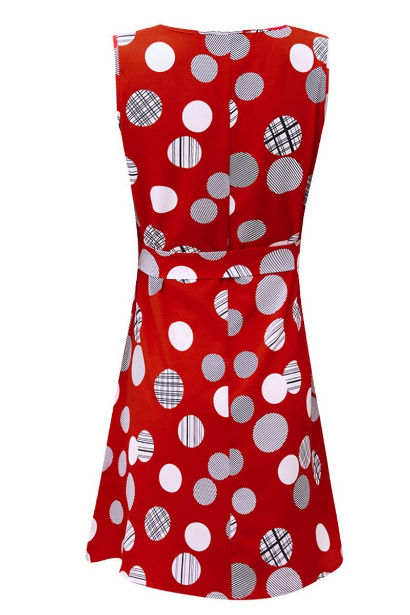 CWDSD4005_PRINT POLKA DOT WAIST SHORT DRESS