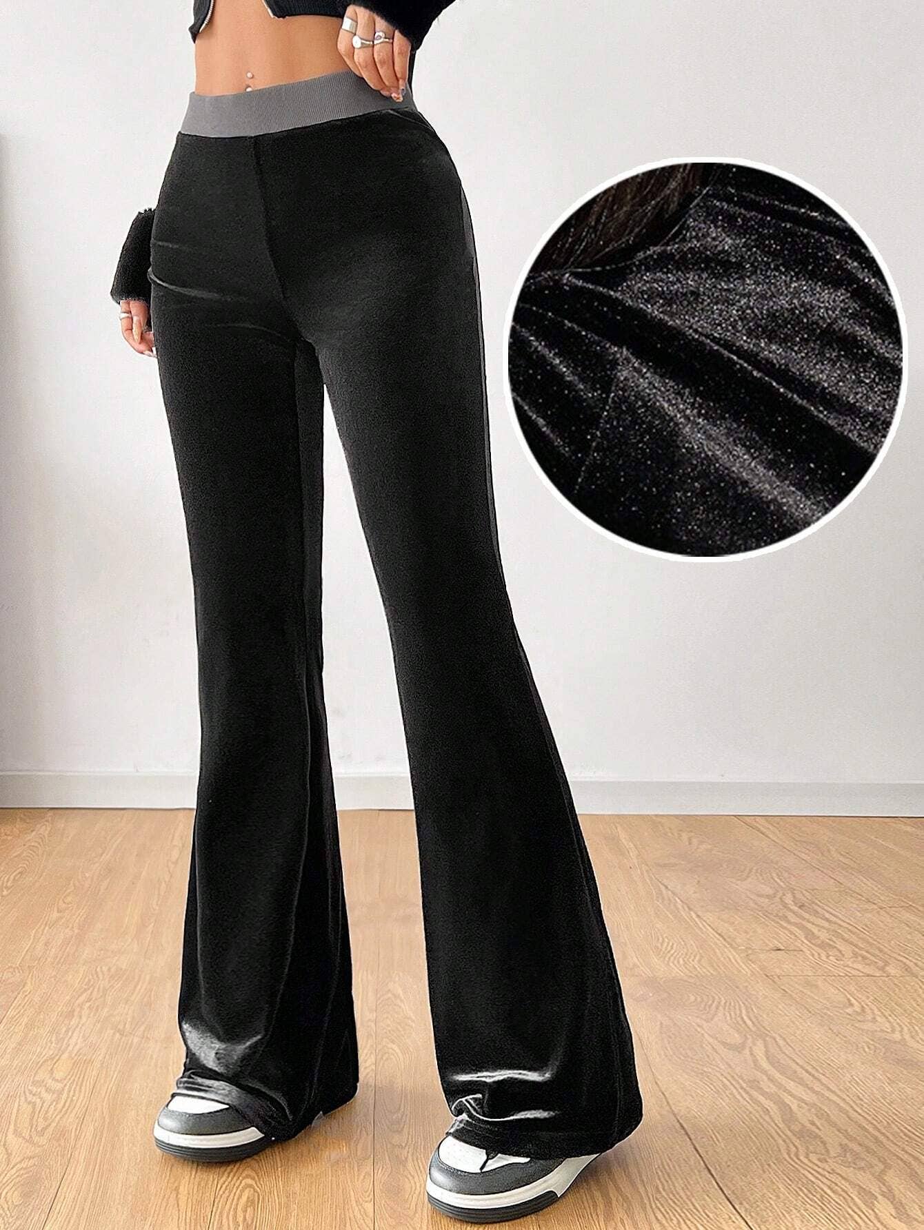 SIMPLE HIGH WAIST ELASTIC WAIST WIDE LEG PANTS
