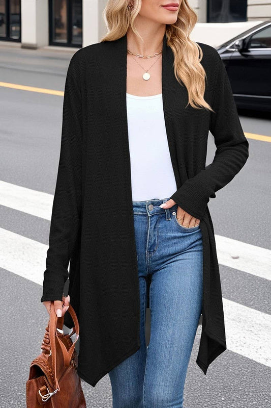 CWOCAL00859_CASUAL KNIT OPEN FRONT LONGLINE CARDIGAN