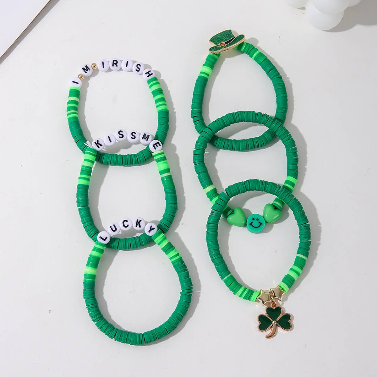 ST. PATRICK'S DAY SHAMROCK CHARM BRACELET SET_CWMM3502