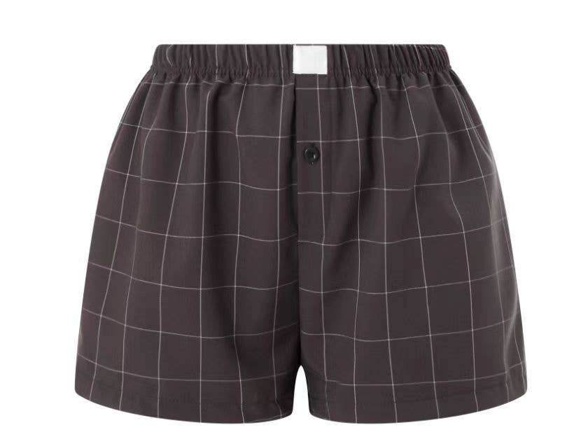 Retro plaid casual high-waisted loose shorts