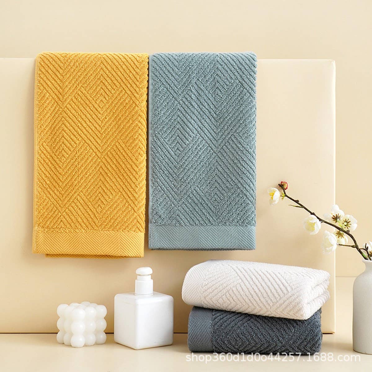 LONG PLUSH SOLID COLOR HOUSEHOLD COTTON TOWEL
