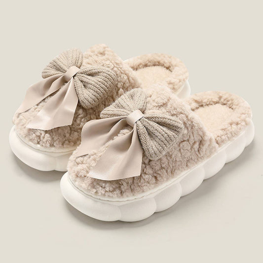 WOMEN BOWKNOT COMFORT WARM INDOOR SLIPPERS_CWSHS0296