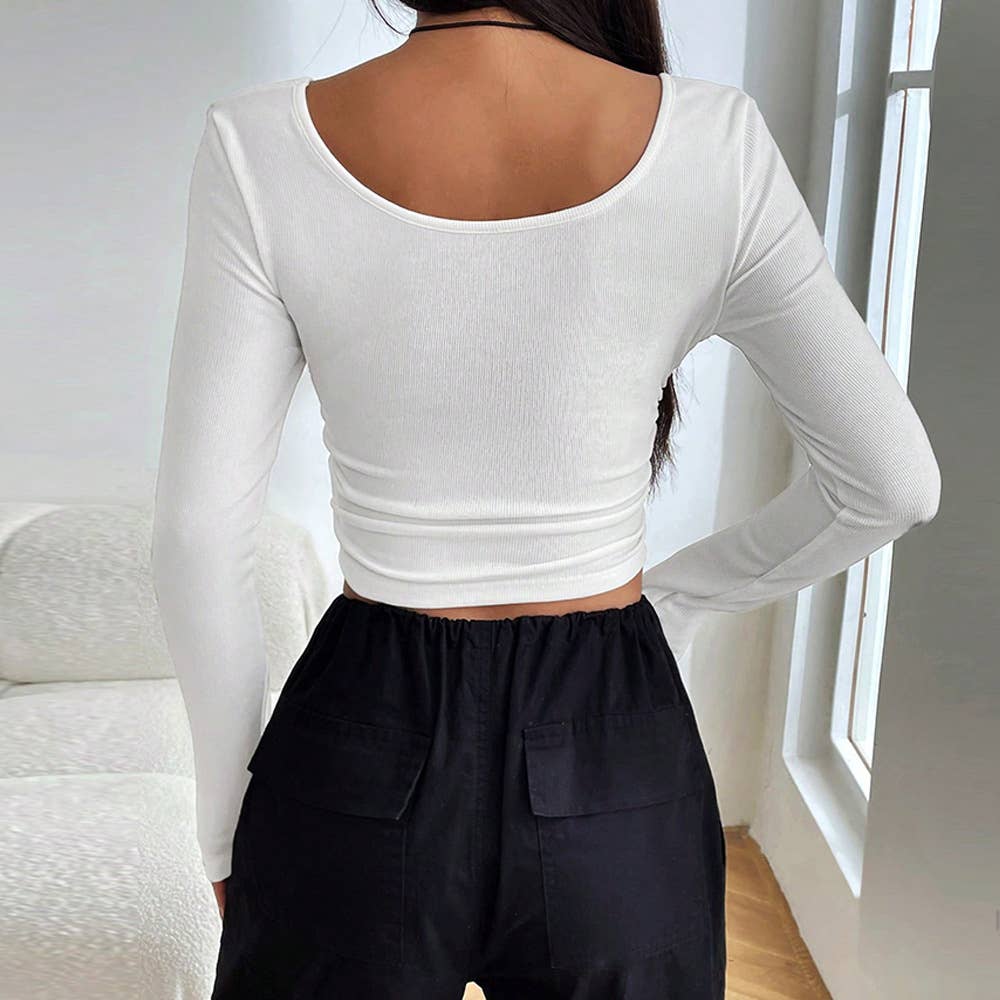 U-neck tight midriff top