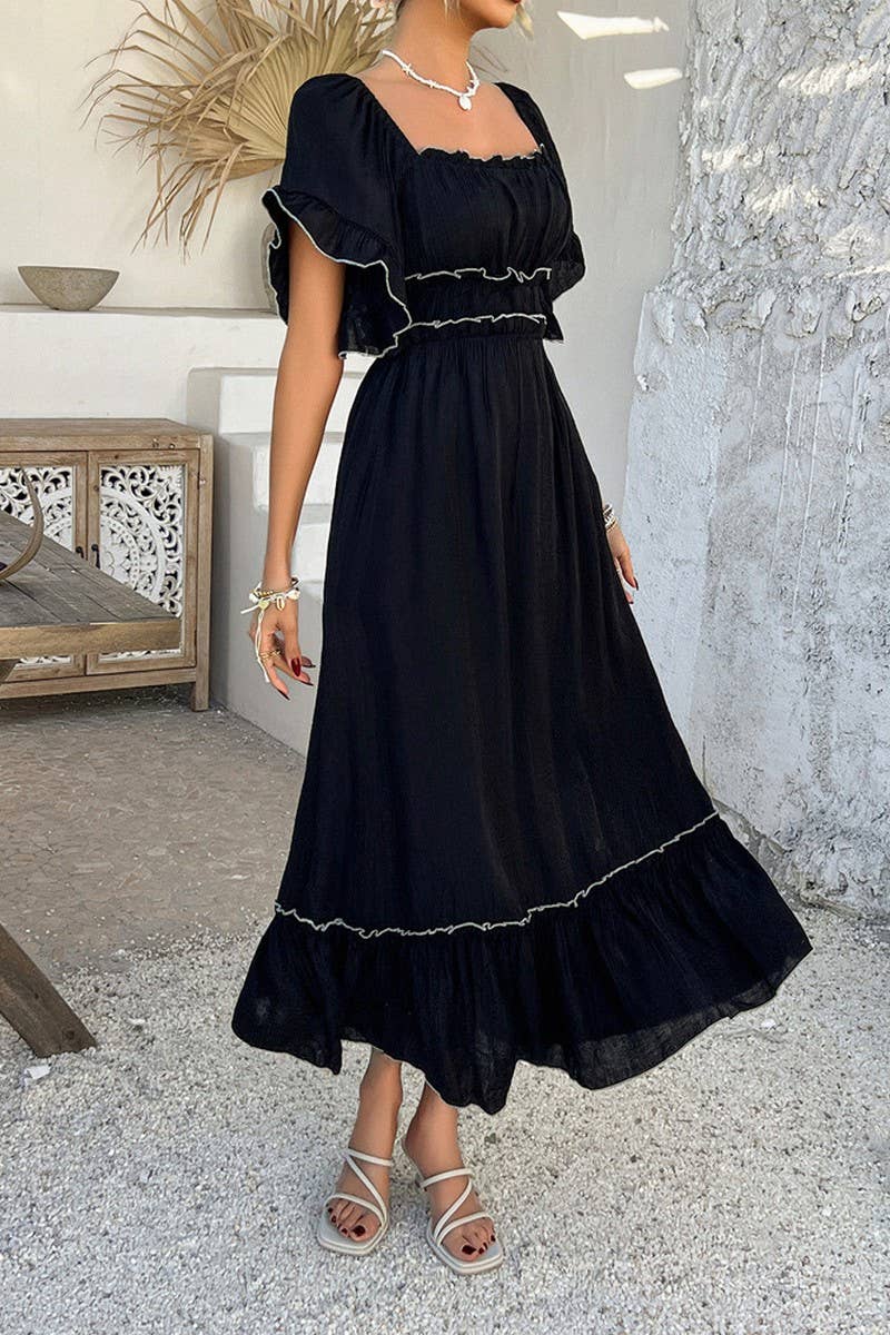 CWDMD5355_SUMMER BOHEMIAN CASUAL HOLIDAY CONTRAST DRESS