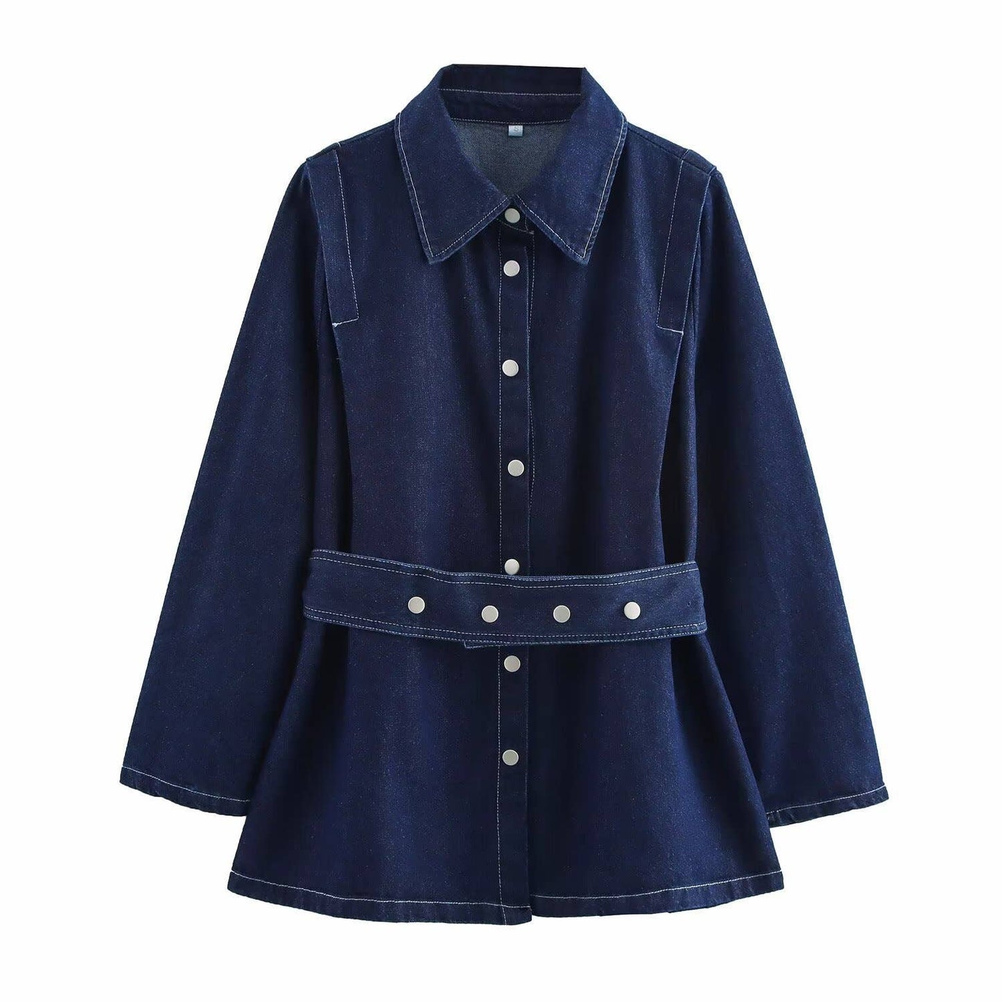 Loose belt top high-waisted trousers set