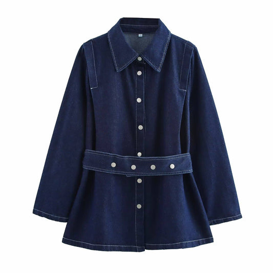 Loose belt top high-waisted trousers set