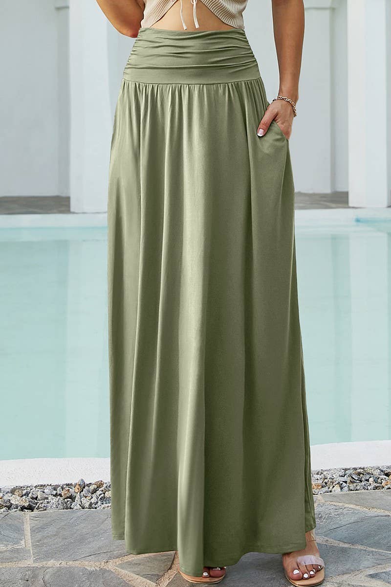 CWBLS116_CASUAL LONG LENGTH MAXI STYLE WAIST LIGHT SKIRT