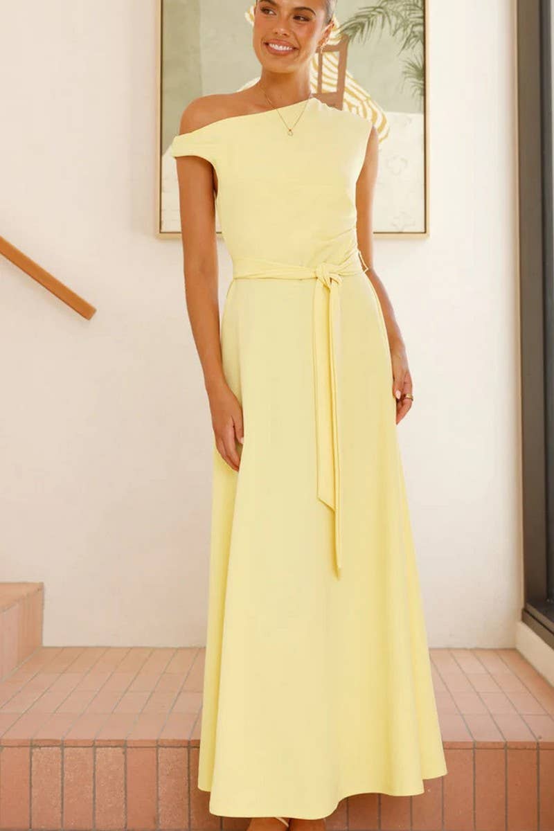 CWDMD5217_SOLID COLOR STYLISH TIE-BACK SEXY DRESS