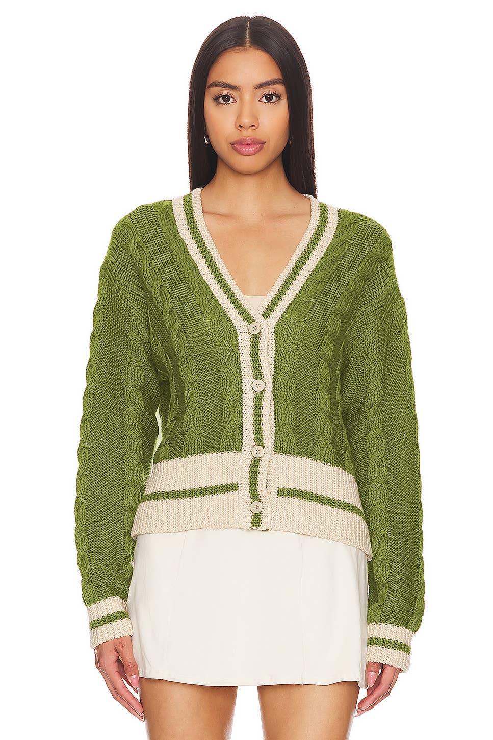 V-NECK MATCHING COLOR TWIST LOOSE CARDIGAN COAT