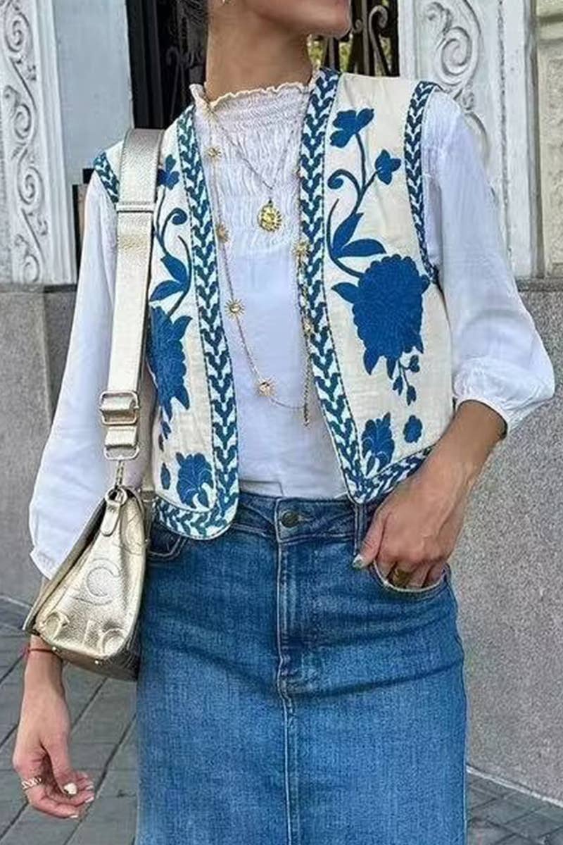 VINTAGE SLEEVELESS VEST WITH CONTRASTING CARDIGAN