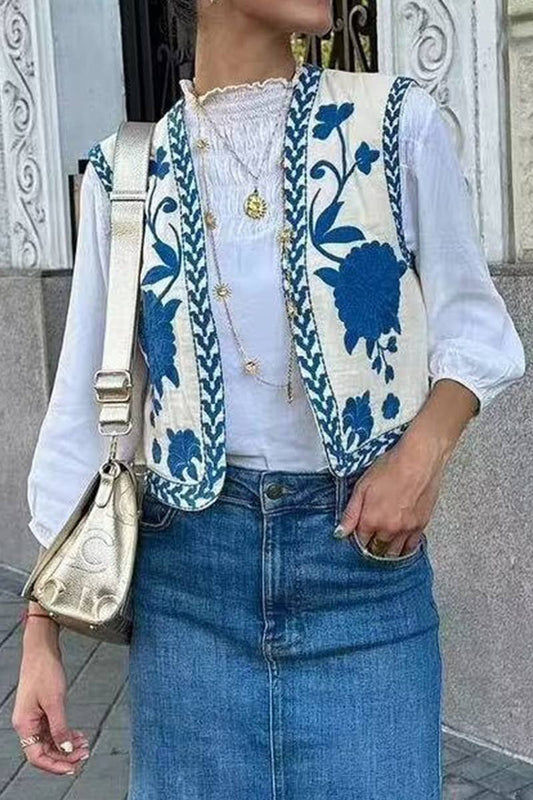 VINTAGE SLEEVELESS VEST WITH CONTRASTING CARDIGAN