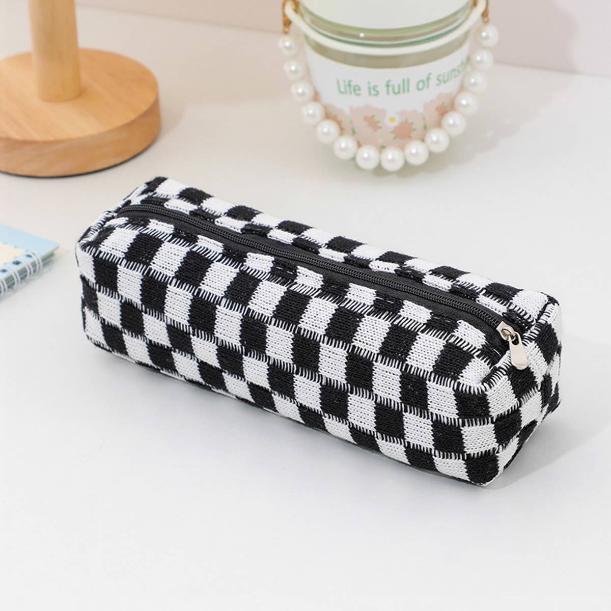 CHESSBOARD CHECKER PEN BAG SIMPLE MAKEUP BAG_CWAB1211