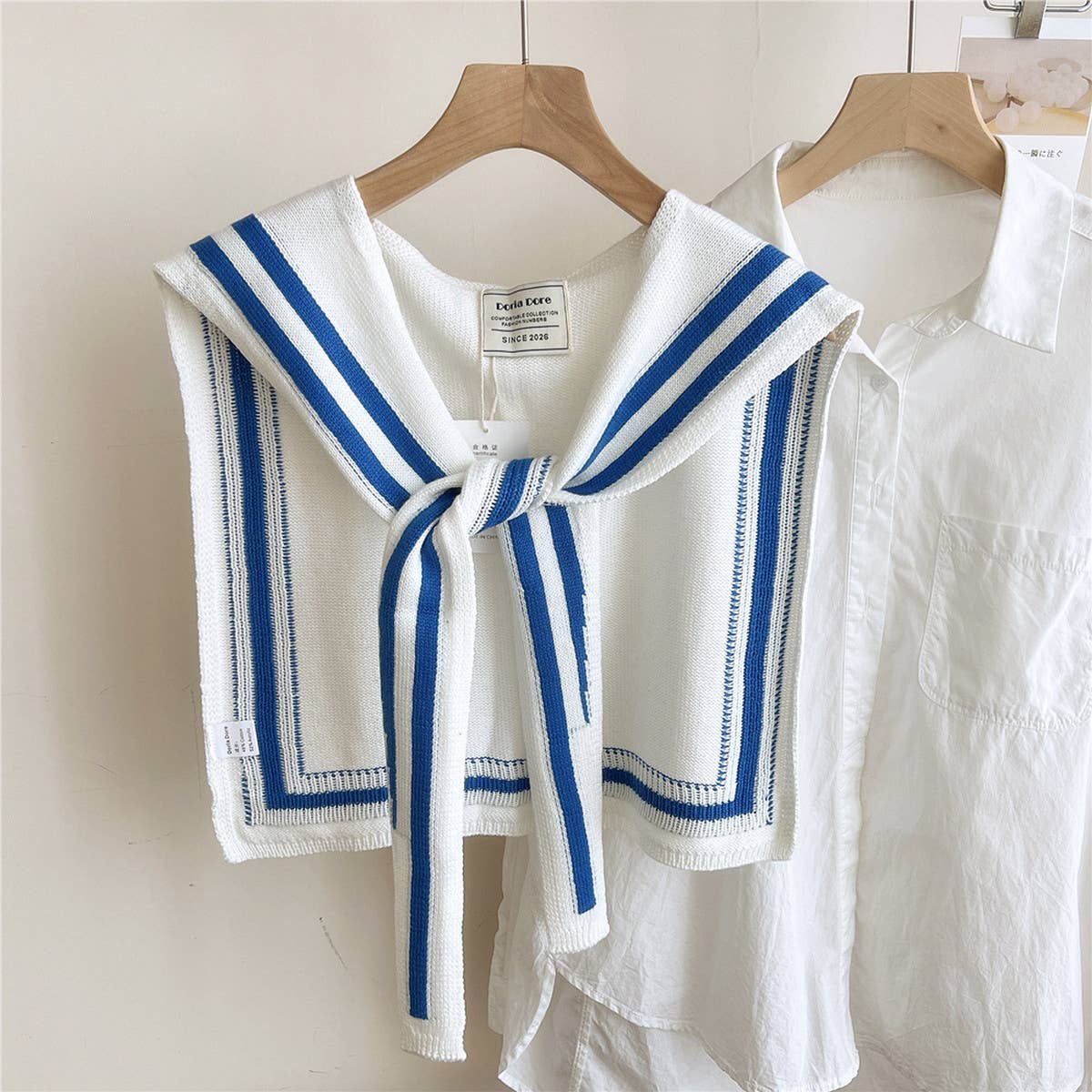 DOUBLE ROW STRIPED FRAME KNITTED SHAWL