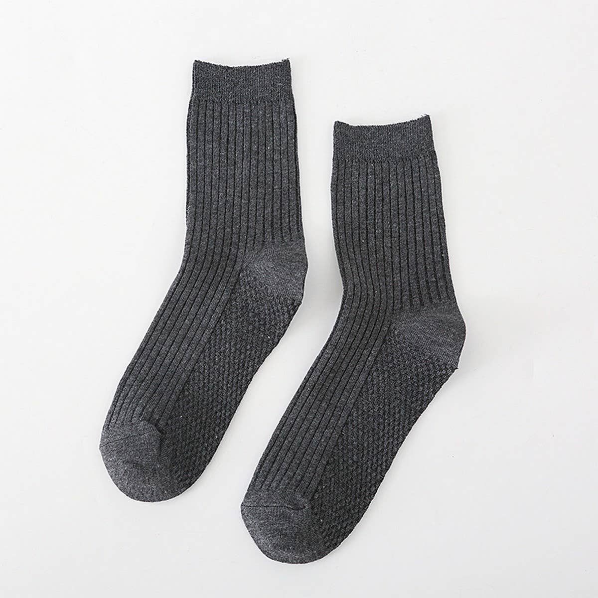SOLID COLOR MASSAGE BOTTOM CASUAL MID-CALF SOCKS_CWMS0993