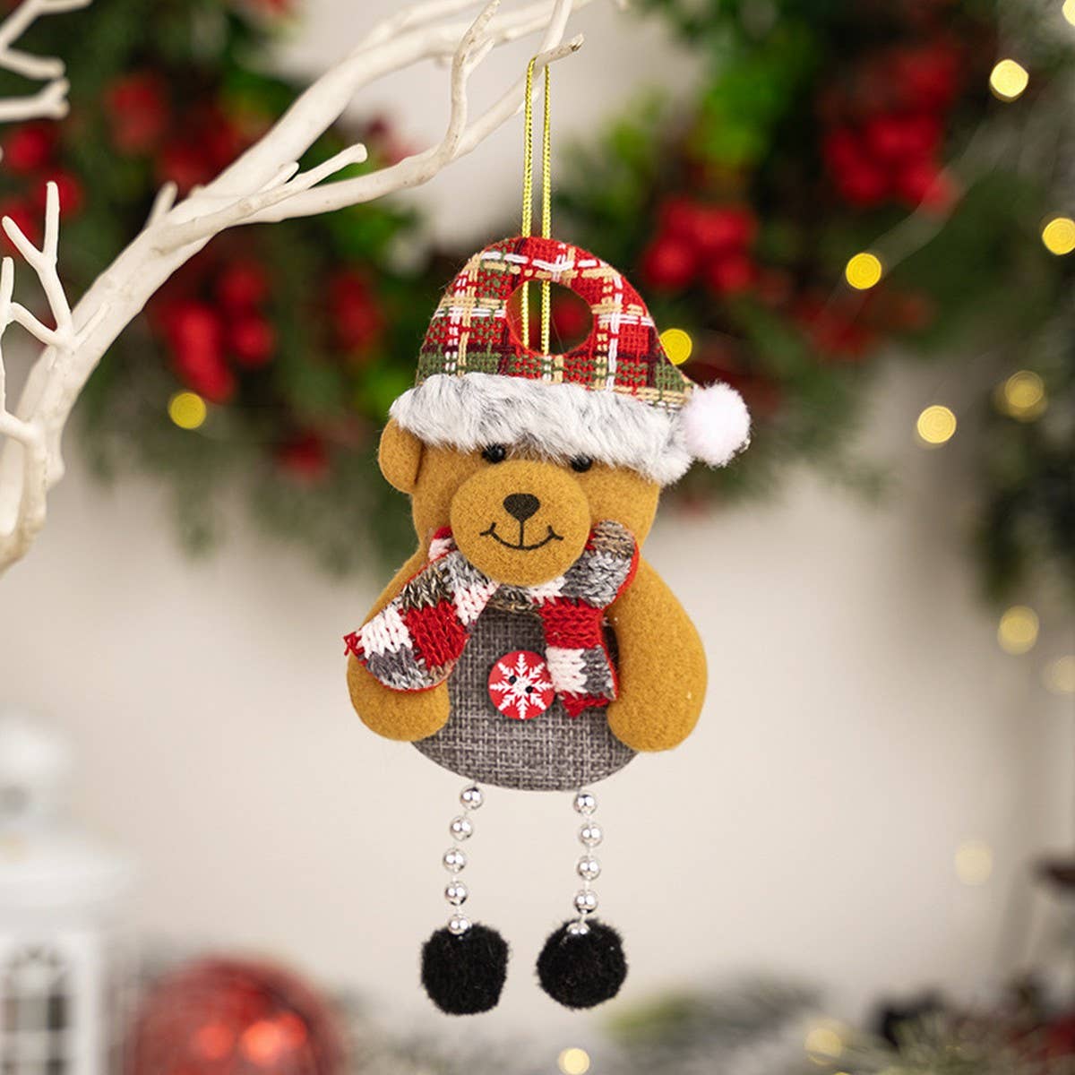 CWMM10278_CHRISTMAS ELDERLY DOLL FABRIC HANGING ORNAMENT