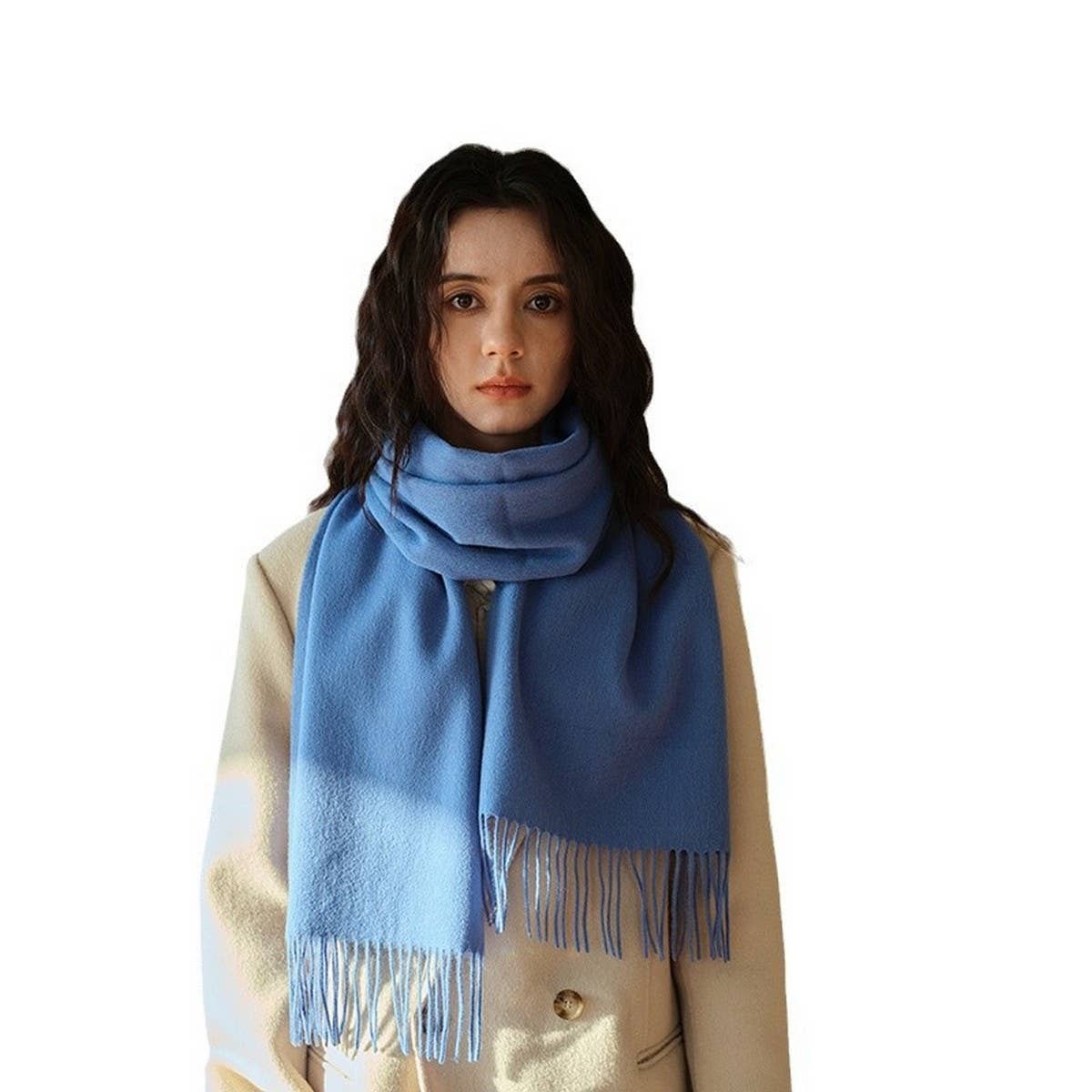 100% Wool Simple Solid Color Scarf Unisex_CWASC2296