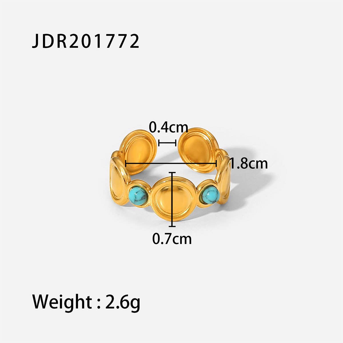 GOLD STAINLESS STEEL INLAID NATURAL STONE RINGS