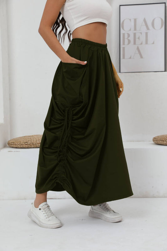 DRAWSTRING COVER HIP HIGH-WAISTED SKIRT