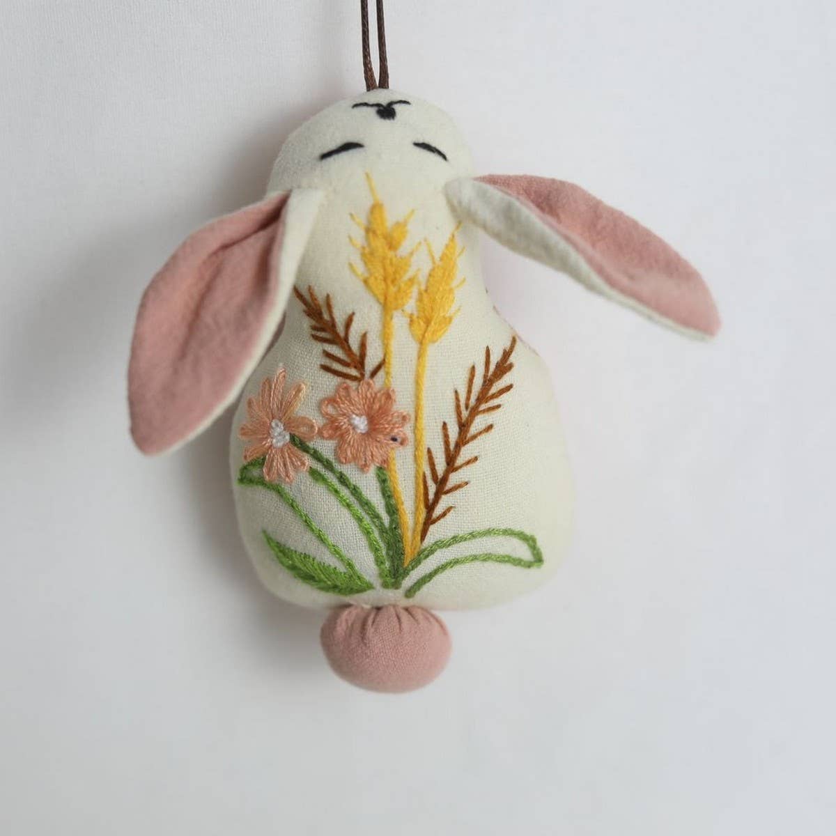 Handmade Wheat Blossom Bunny Plush Charm