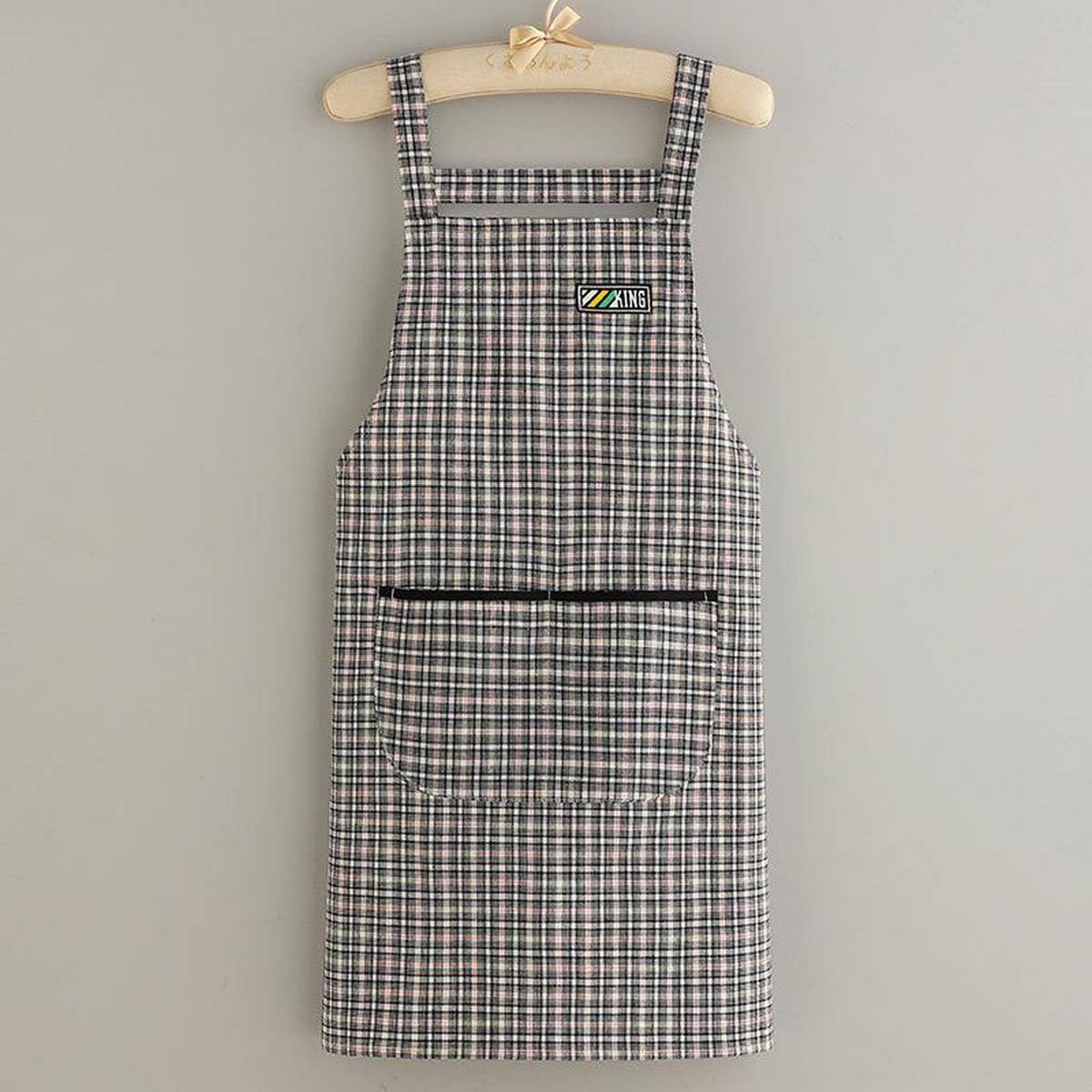 Summer thin Plaid Cotton apron with pockets bulk