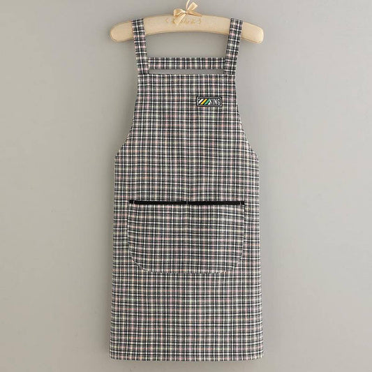 Summer thin Plaid Cotton apron with pockets bulk