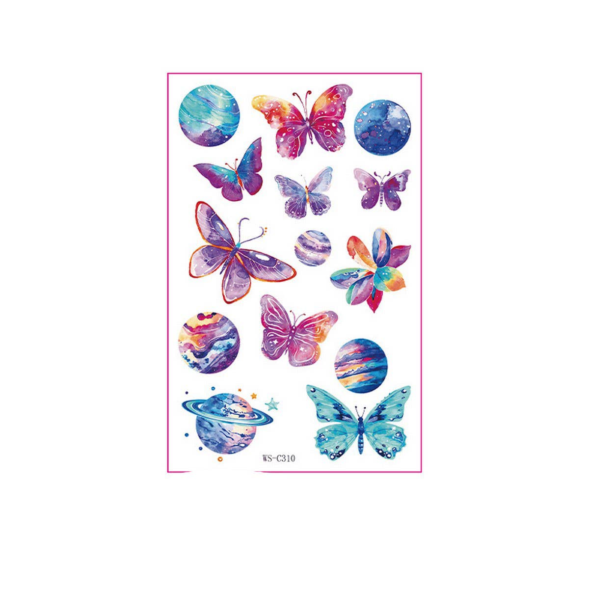 Kids Glitter Tattoo Stickers Bear Butterfly Stars