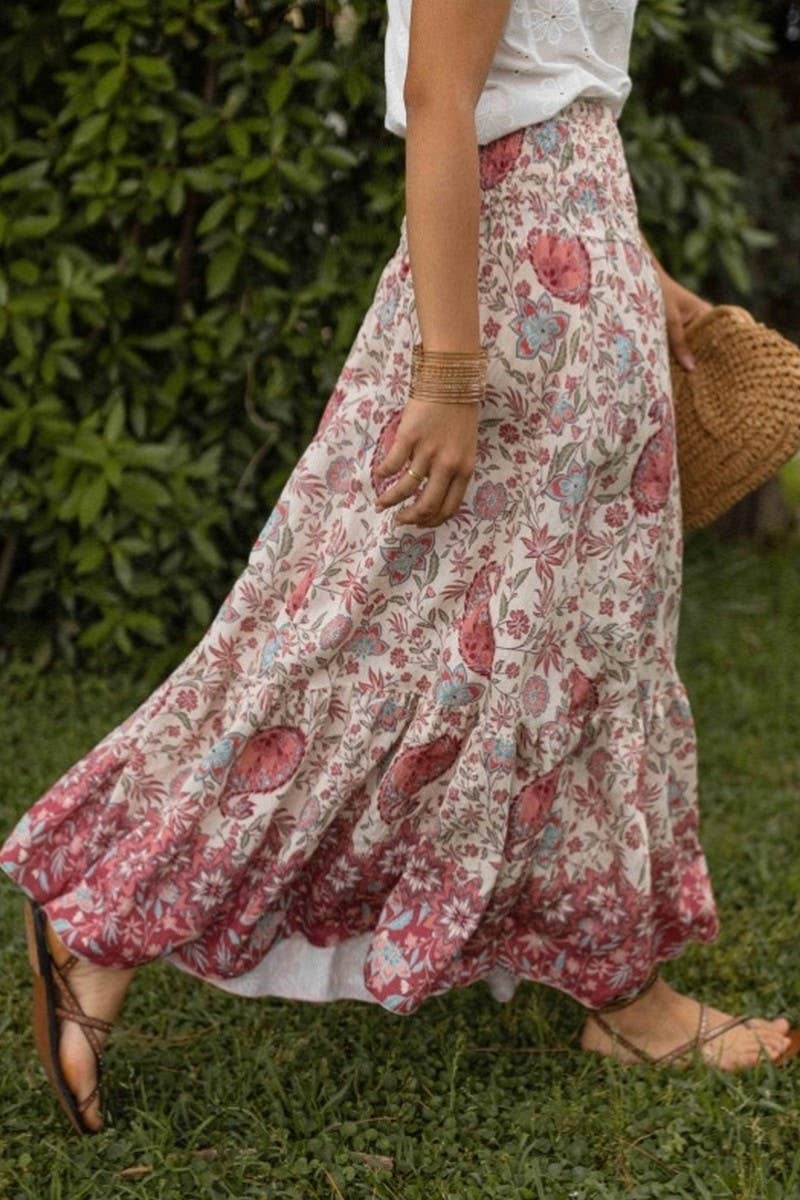 CWBLS0670_BOHO FLORAL FLOWY VACATION MAXI SKIRT