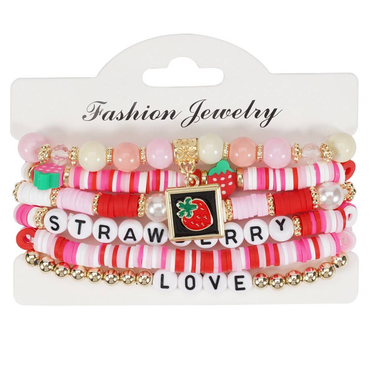 CWAJE05714_CUTE FRUIT STRAWBERRY PINEAPPLE CHARM BRACELET