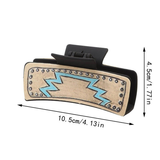 Retro Western Cowboy Faux Leather Hair Claw Clip_CWAHA0610