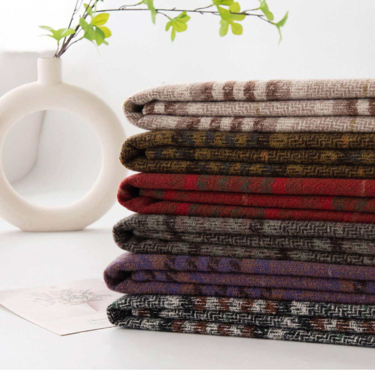 Plaid Tassel Scarf ??Soft Warm Faux Cashmere Wrap_CWASC0997