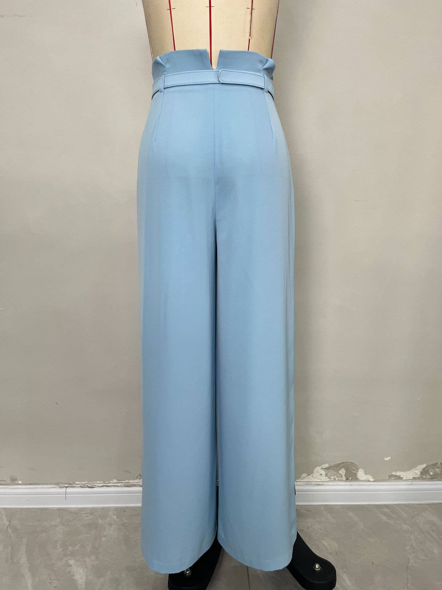 Pleated cinched waist high-waisted wide-leg pants