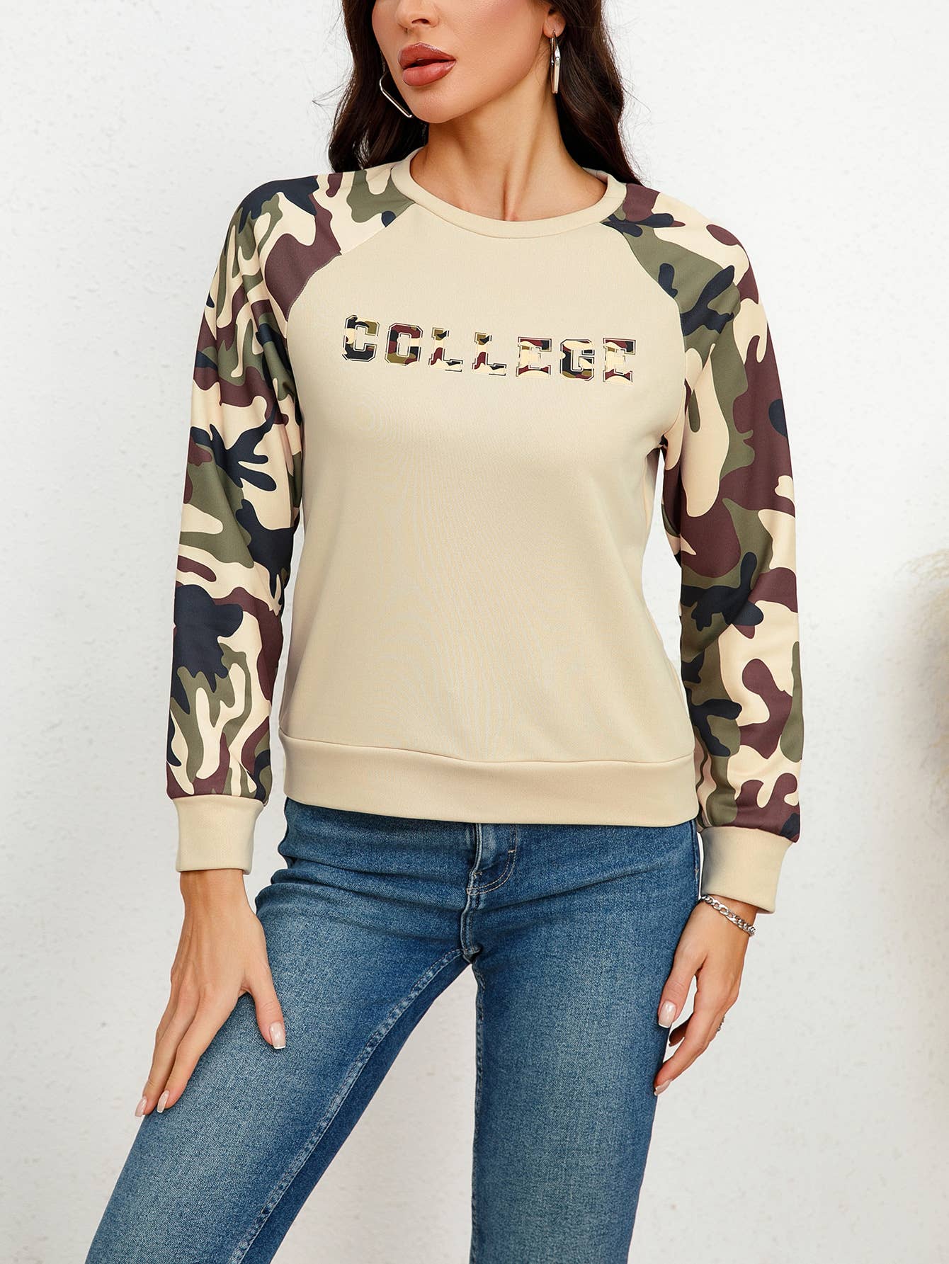 WOMEN'S CASUAL CAMOUFLAGE HOODIE PULLOVER