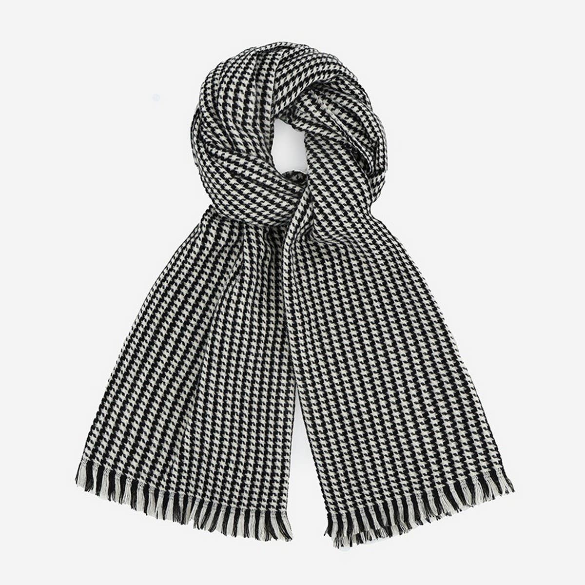 FASHIONABLE HOUNDSTOOTH TASSEL SCARF