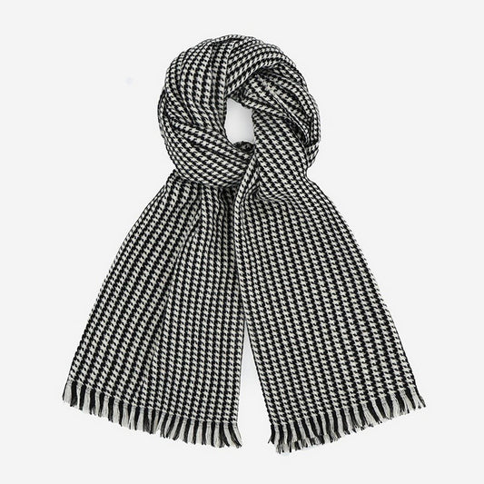 FASHIONABLE HOUNDSTOOTH TASSEL SCARF