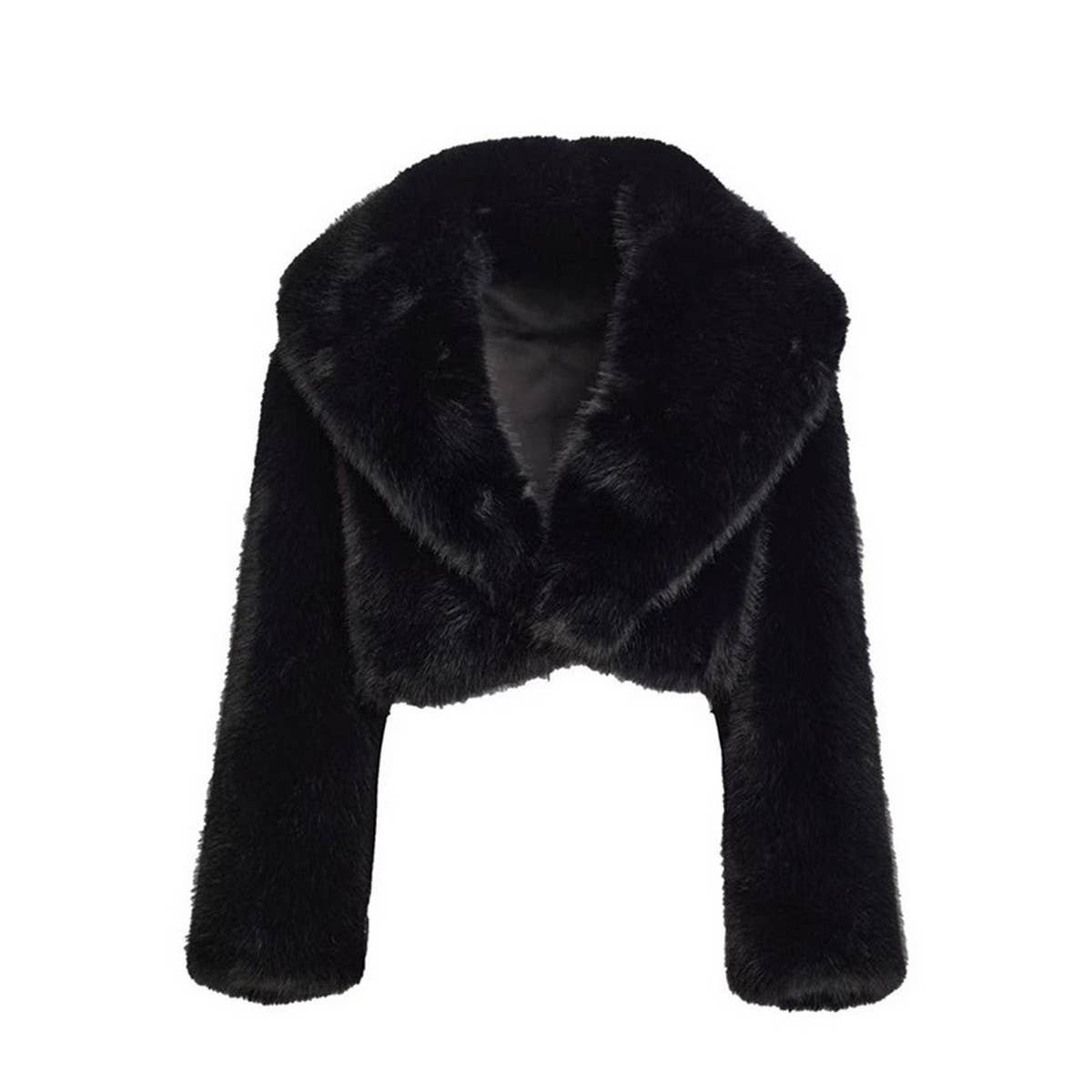 Women??¢s Short Faux Fur Jacket Long Sleeve Chic_CWMM9130