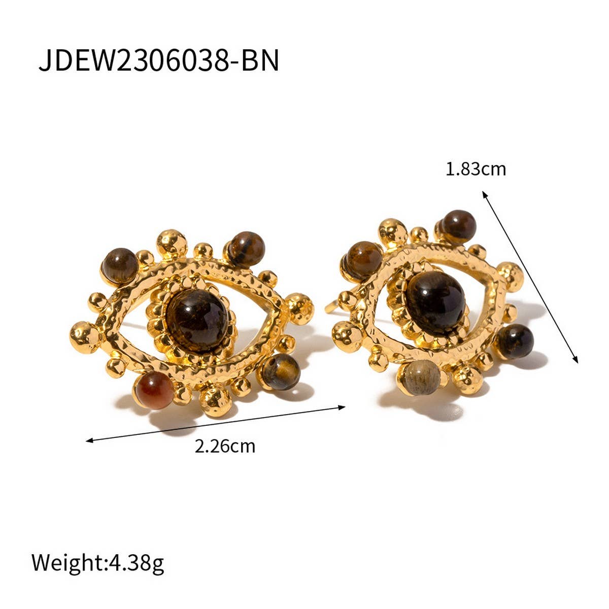 LIGHT LUXURY LACE HOLLOW TIGER EYE STONE EARRINGS